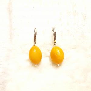 Borostyán ezüst fülbevaló akasztós Jubilex 508