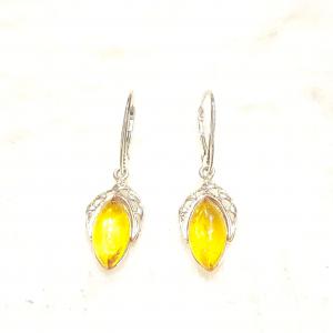 Borostyán ezüst fülbevaló akasztós Jubilex 519