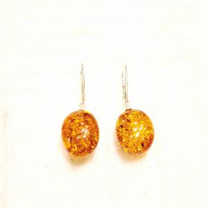 Borostyán ezüst fülbevaló akasztós Jubilex 551