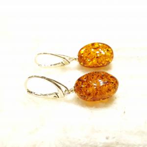 Borostyán ezüst fülbevaló akasztós Jubilex 551