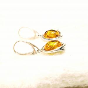 Borostyán ezüst fülbevaló akasztós  Jubilex 643