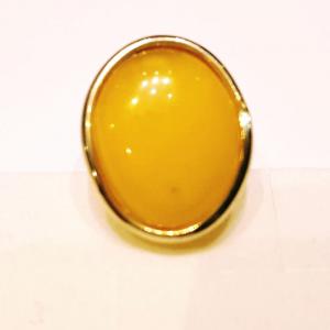 Borostyán ezüst gyűrű  aranyozott opak 334 (méret állítható)