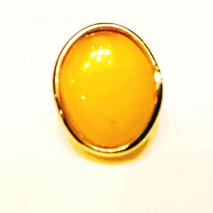 Borostyán ezüst gyűrű  aranyozott opak 334 (méret állítható)