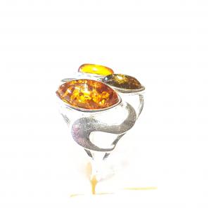 Borostyán ezüst gyűrű Jubilex  395 (méret 63)