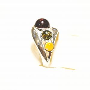 Borostyán ezüst gyűrű többszínű Jubilex  406(méret 64)