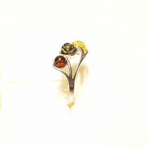 Borostyán ezüst gyűrű többszínű Jubilex  421 (méret 60,61)