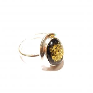 Borostyán ezüst gyűrű zöld Jubilex  387 (méret 60,64)