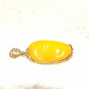 Borostyán ezüst medál sárga opak Jubilex  379