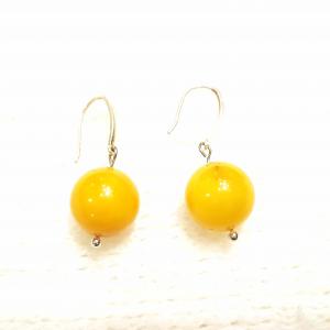 Borostyán  fülbevaló gömb ezüst akasztóval Jubilex 656