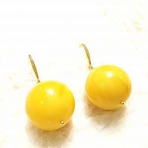 Borostyán gömb fülbevaló sárga opak Jubilex 242