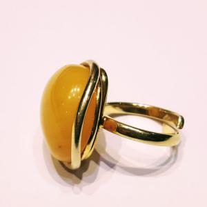Borostyánköves ezüst gyűrű aranyozott opak 339 (méret állítható)