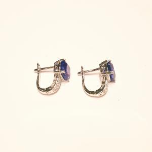 Ródiumozott ezüst szintetikus tanzanit fülbevaló  817