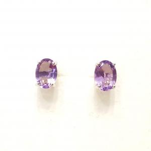 Ametiszt fülbevaló ródiumozott ezüst stiftes 814