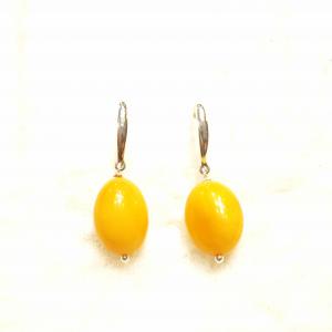 Borostyán ezüst fülbevaló akasztós Jubilex 508