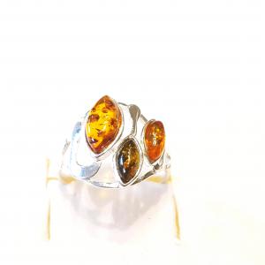 Borostyán ezüst gyűrű Jubilex  395 (méret 63)