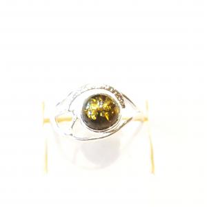 Borostyán ezüst gyűrű zöld Jubilex  399 (méret 60,61,63,64)