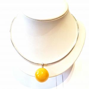 Borostyán medál ezüst sodrony pánt nyakék Jubilex 303