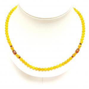 Borostyán nyakék gyöngysor sárga opak Jubilex 477