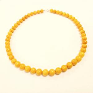 Borostyán nyakék gyöngysor szabályos gömb Jubilex 471