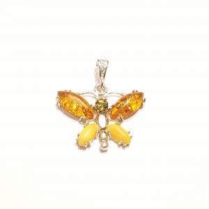 Borostyánköves ezüst medál színes pillangó  Jubilex 439