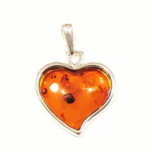 Borostyánköves ezüst medál szív  Jubilex 446