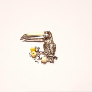 Ezüst medál tukán borostyán csőrrel Jubilex stúdió  (3 g) 506