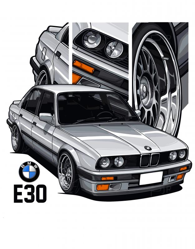 BMW E30 mintás póló