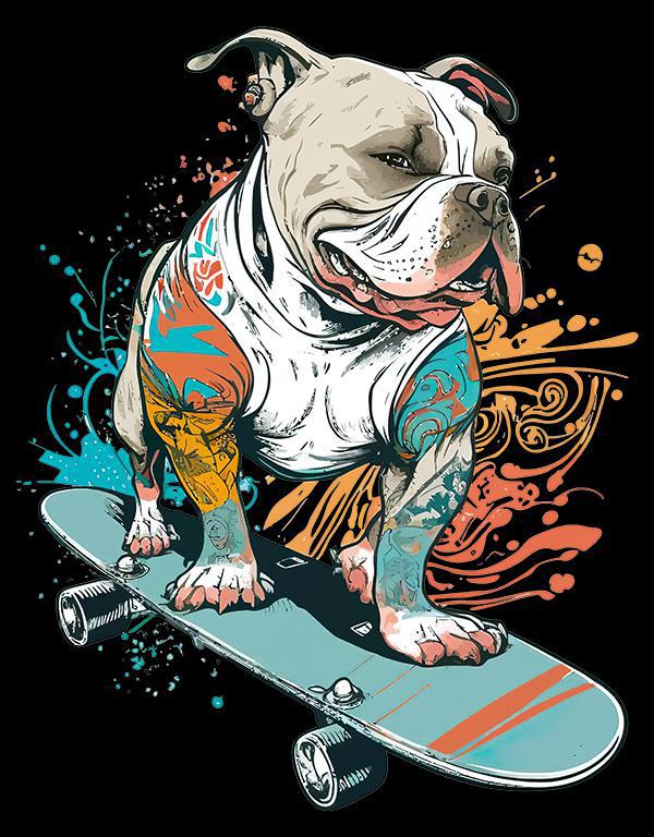 Bulldog gördeszkán - skater mintás póló