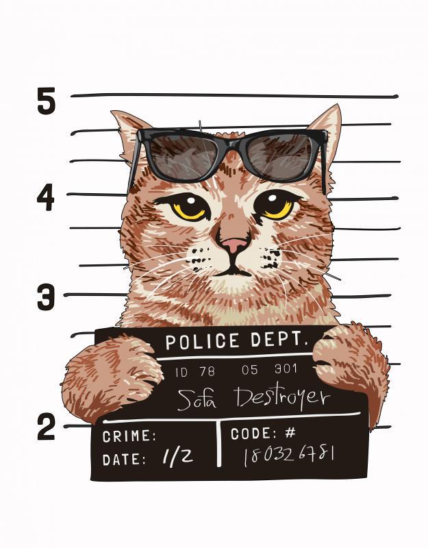 Cat police dept. - cica mintás póló
