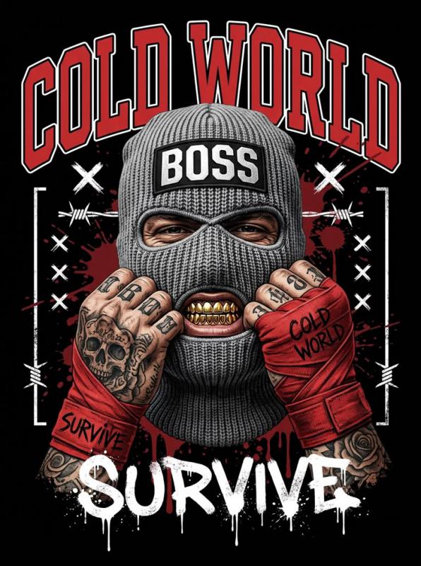 Cold World - gangsta, survive mintás