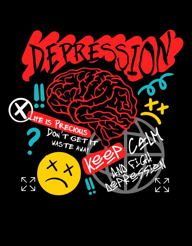 Depression graffiti mintás póló