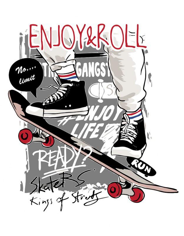 Enjoy & Roll - mintás póló