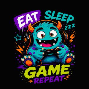 Cuki szörnyes Gamer mintás póló