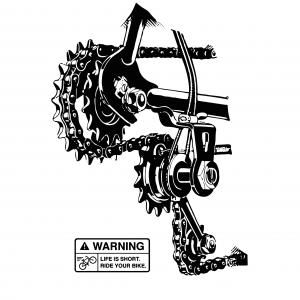 Warning - Bringás, kerékpáros mintás póló