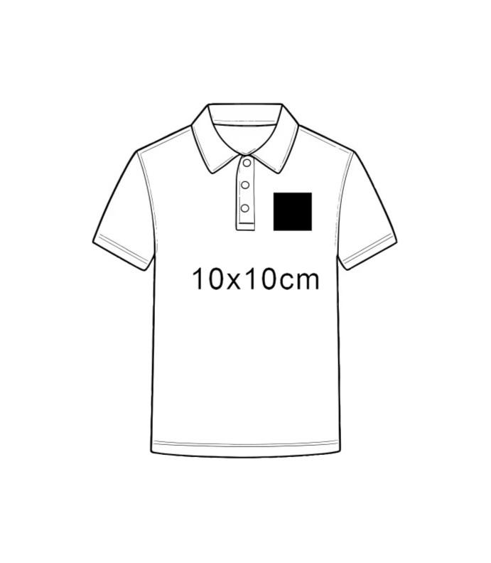 Galléros póló elöl kis kb 10x10cm es mintával vagy szöveggel