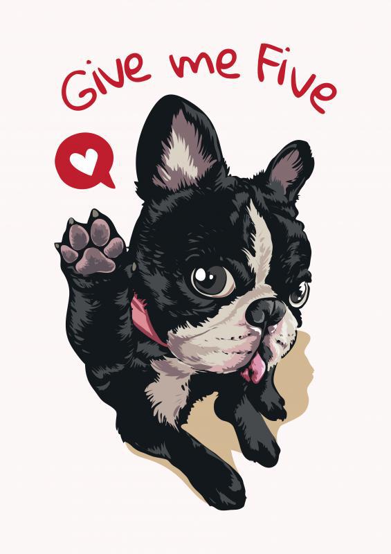 Give me five - Bulldog mintás póló