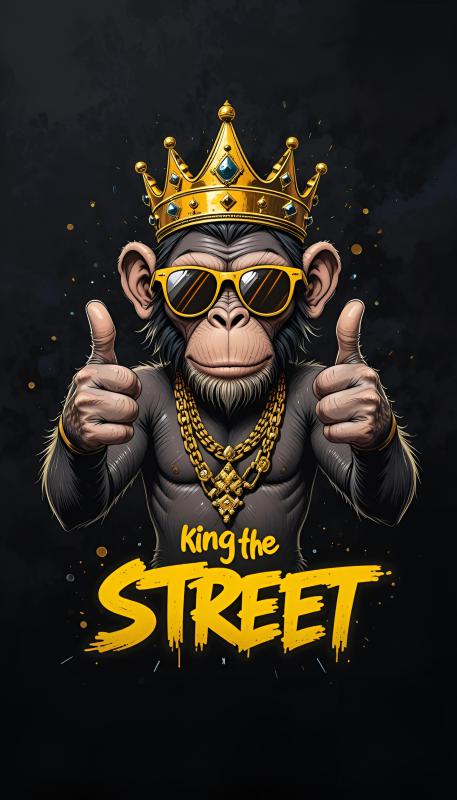 King the street - majom mintás póló