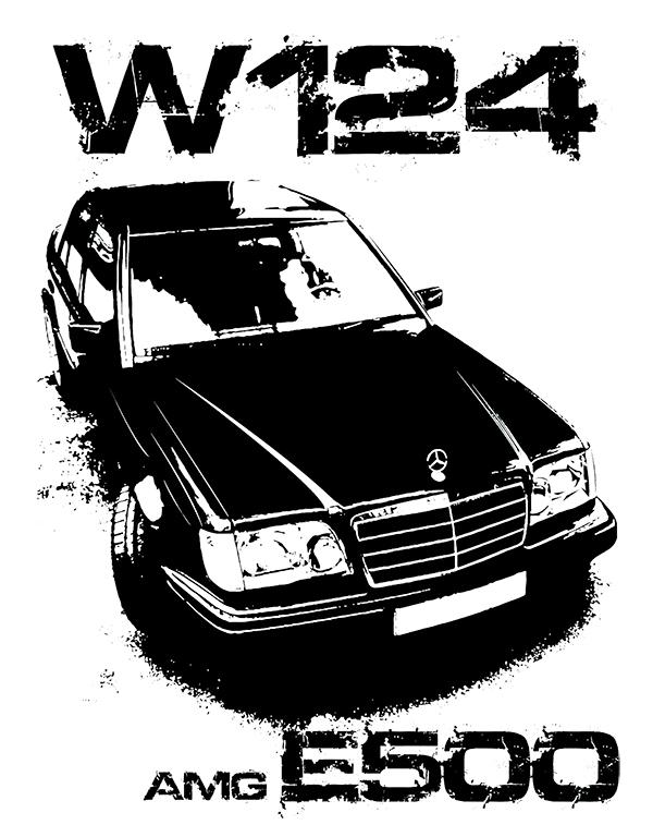 Mercedes W124 mintás póló 3