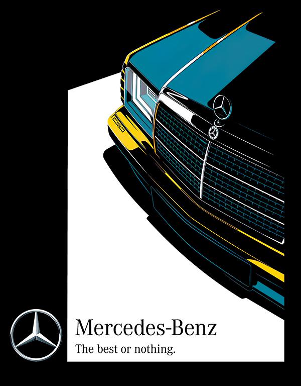 Mercedes W124 mintás póló