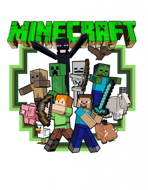 Minecraft karakterek mintás póló