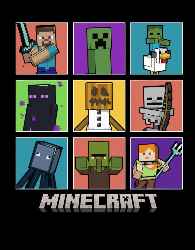 Minecraft karaktertek mintás póló 2