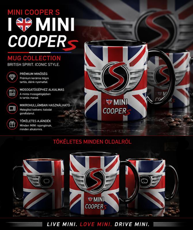 Mini Cooper S mintás bögre