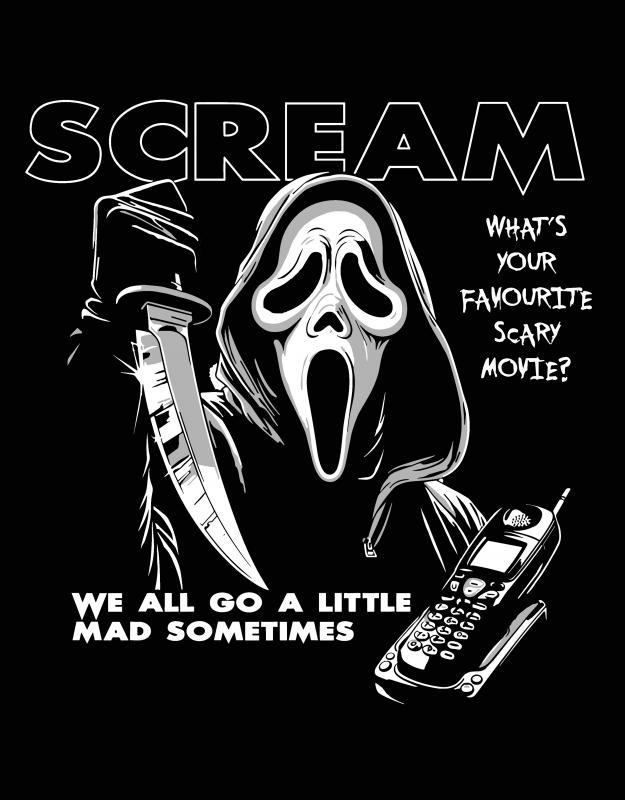 Sikoly - Scream mintás, horror, halloween mintás póló
