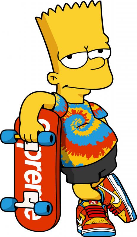 Skateboard mintás póló - Bart Simpson