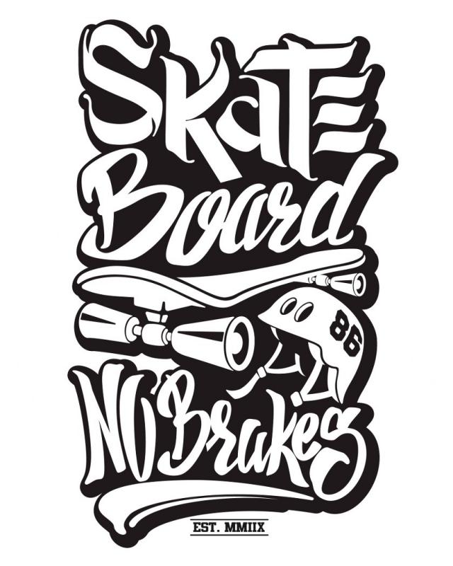 Skateboard mintás póló - No Brakes