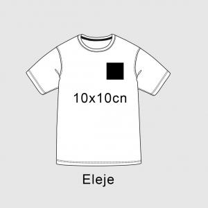 Elöl kis kb 10x10cm es mintával vagy szöveggel. Minimum 5db