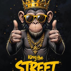 King the street - majom mintás póló