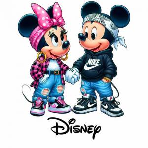 Modern Mickey - Miki és Minnie egér mintás póló