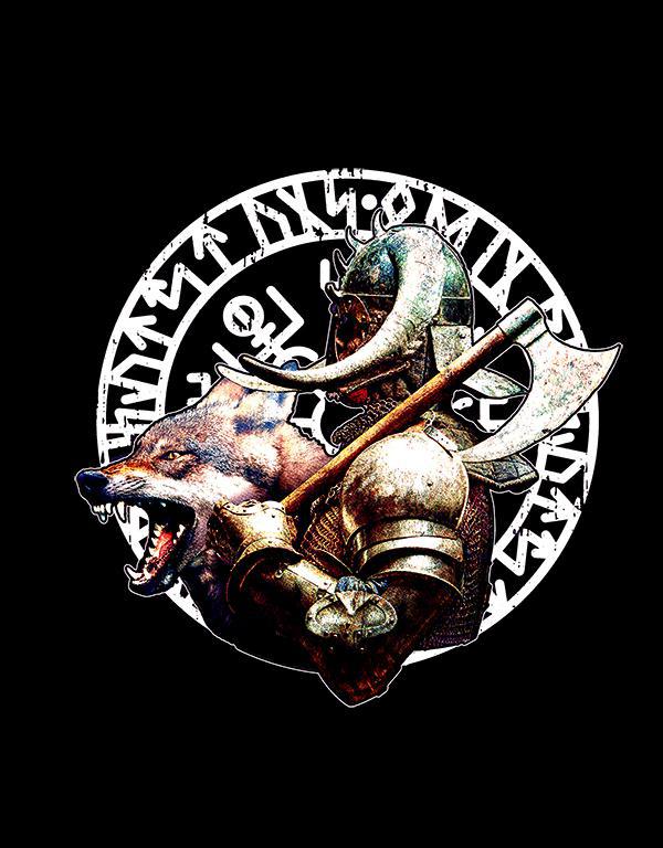 Viking farkassal mintás póló