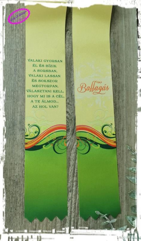 Ballagói szalag filmnyomott 5 cm széles - sárga-zöld alap, Ballagás felirat és idézet